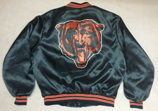 Vintage Chalk Line Mens Chicago Bears Satin Blue Snap Button Front Jacket Xl Usa