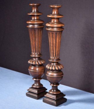 19 " French Antique Solid Walnut Posts/pillars/columns/balusters Salvage
