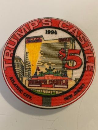 Trump Castle $5 Casino Chip Atlantic City Nj 3.  99