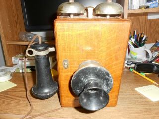 Vintage Antique Wall Mount Wood Box Telephone Very Fr Sh