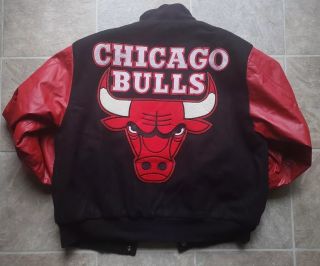 VTG Chicago Bulls NBA Letterman Leather Jacket (J.  H.  Dundee Design) - M JORDAN 2