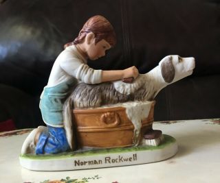 1979 Norman Rockwell Limited Figurine Girl Bathing A Dog - 2