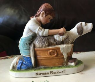 1979 Norman Rockwell Limited Figurine Girl Bathing A Dog - 3