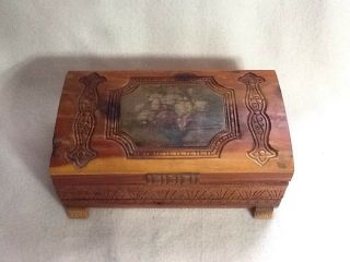 Vintage Wooden Hinged Box Carved Decorative Jewelry Trinket Keepsake Holder