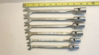 Vntg 6 Pc Master Craft Open End & Swivel Socket Wrenches 12 - Point Japan 3/8 - 3/4