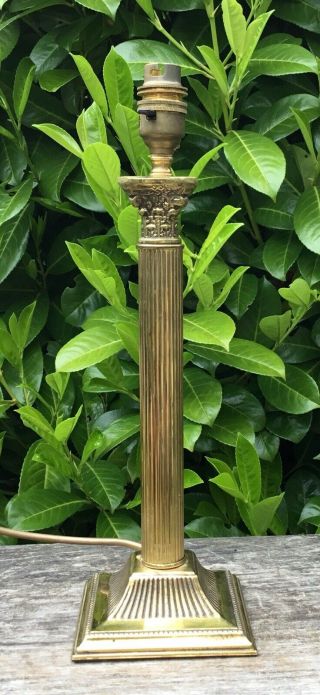 Vintage Brass Corinthian Column Table Lamp 12” Tall