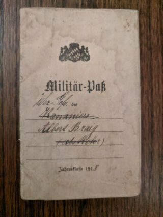 Wwi Bavarian Military Pass Or Soldbuch