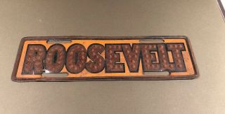 Vintage 30’s - 40’s Roosevelt Metal License Plate Tag Topper