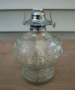 Vintage Lamplight Farms Honeycomb Glass Hurricane Oil Lamp Burner