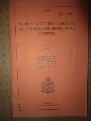 Ww1 1917 Technical Book On Mobile Artillery Targets And Smoke Bombs