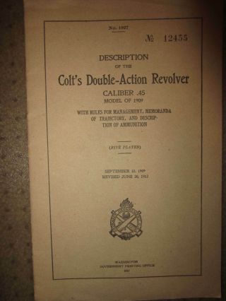 Ww1 1917 Technical Book On Colt 