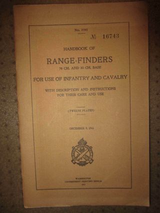 Ww1 1917 Technical Book On Range Finders For Infantry And Cacalry