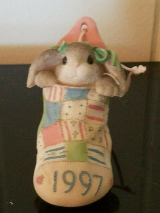 1997 My Blushing Bunnies Ornament Bunny In Sock Priscilla Hillman