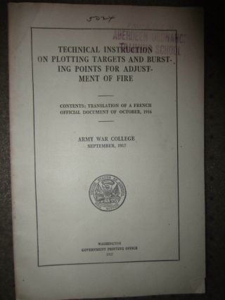 Ww1 1917 Technical Book On Plotting Targets And Bursting Points Army War College