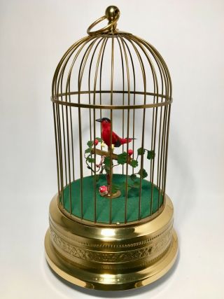 Vintage German Automation Singing Bird Cage Music Box And