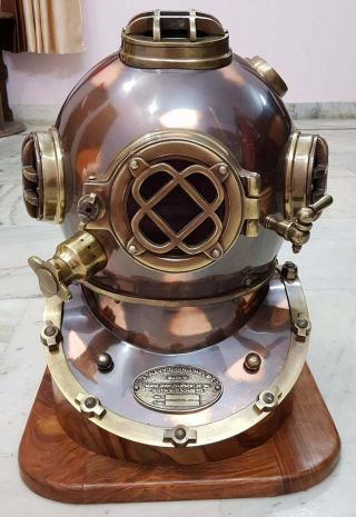 Hand Crafted Copper Scuba Morse Boston Brass Diving Helmet Us Navy Divers Helme