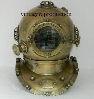 Antique Scuba Sca Divers Diving Helmet Us Navy Mark V Deep Sea Marine Diver Gift
