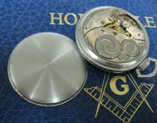 ELGIN Antique 1920 Hand Winding Freemason Masonic Pocket Watch 3