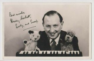 Harry Corbett Signed Printed Pic With Sooty & Sweep