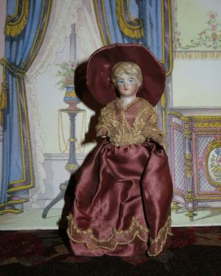 Fabulous 5 1/8 " Antique German Bisque Head Dollhouse Doll W/bendable Arms