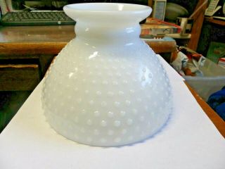 White Milk Glass Hobnail Smooth Top Kerosene Oil Lamp Shade Globe 8 " Wide