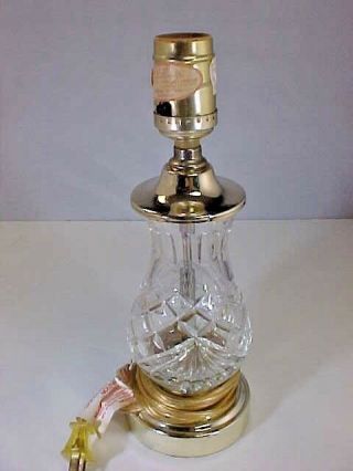 Table Boudoir Lamp Metal Gold Tone Base Cut Crystal Uses 60 Watt Bulb U/l