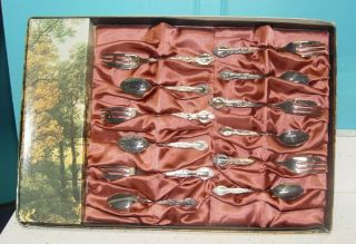 Vintage 12 Pc Set Grosvenor Gainsborough Cake Forks Demitasse Spoons Epns