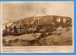 1918 Americans Capture German Tank Photo