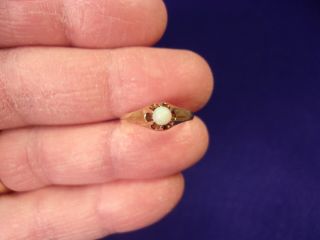 Pretty Vtg Antique Victorian Rose Gold Ring With Colorful Round Opal Solitaire