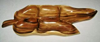 Vintage Hand Crafted Monkey Pod Wood Large Serving Tray Artisan Signed Hawaii 2