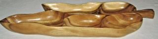 Vintage Hand Crafted Monkey Pod Wood Large Serving Tray Artisan Signed Hawaii 3