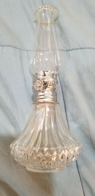 Lamplight Farms Clear Glass Oil Lamp With Scalloped Chimney Diamond Cut Bottom