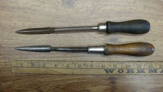 Old Tools,  2 Vintage Unbranded Wooden Handled Valve Scrapers,