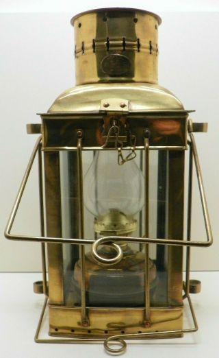 Vintage Maritime Neptune Nr Brass Oil Hanging Lantern 18 " X 7 "