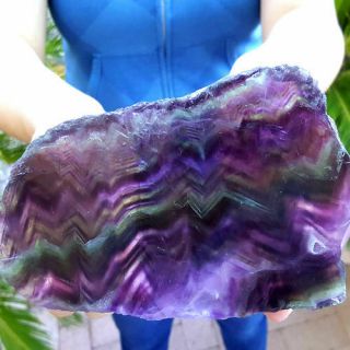 Large Very Decorative 6 1/4 Inch Multicolor Zoned Fluorite Crystal Slab