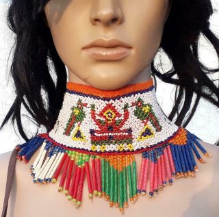 Banjara Tribal Kuchi Boho Afghan Handmade Vintage Gypsy Beaded Choker Necklace