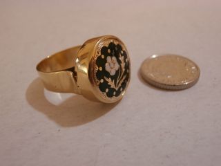 Stunning 18ct Gold Mourning Ring With Black & White Enamel Hallmarked