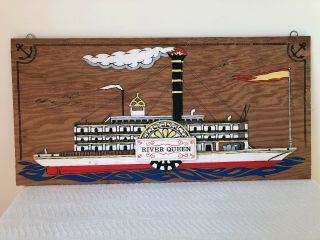 Vintage Paint By Number River Queen On Wood 3d 19 " X 9 " Paddle Boat Steam Unique