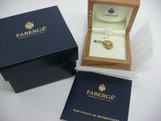 Faberge Modern Pendant Diamond And Emerald Guilloche Enamel 18k Solid Gold.