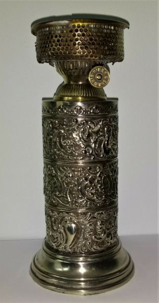 Silver - Plated Hinks & Son Column Oil Lamp Base