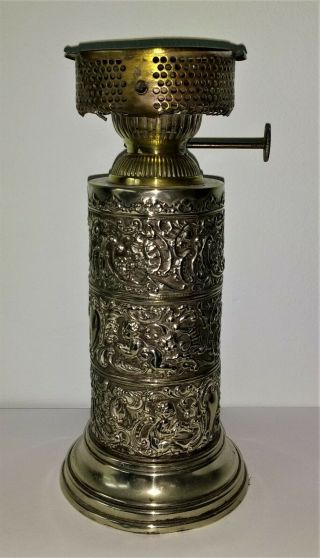 Silver - Plated Hinks & Son Column Oil Lamp Base 2