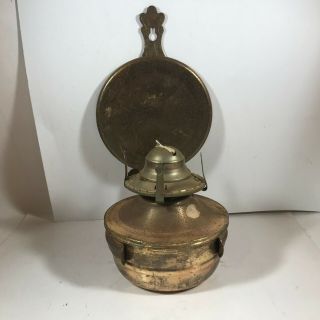 Brass Wall Mount Oil Lamp With Reflector No Globe
