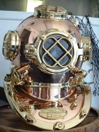 Vintage Solid Copper Brass London Scuba Divers Diving Helmet Royal Navy Marine