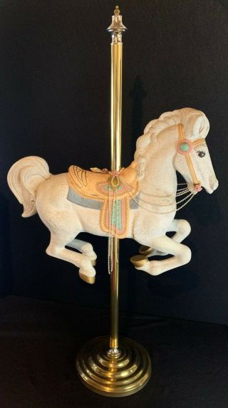 Vintage Carousel Horse Full Size With Brass Stand 45 " High