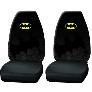 2pc Batman Shattered Dc Comic Black W/logo Front Seat Covers Universal