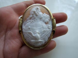 Antique Victorian Cameo Of Day & Night 18k Gold Brooch