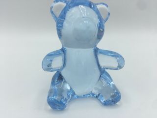 Oneida Blue Crystal Teddy Bear Figurine Paperweight 1989