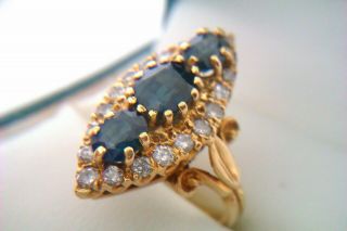 Rare Vintage 18ct Gold Sapphire & Diamond Victorian Style Ladies Ring 1976