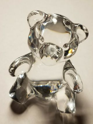 Oneida Clear Crystal Teddy Bear Figurine Paperweight Hand Blown Art Glass