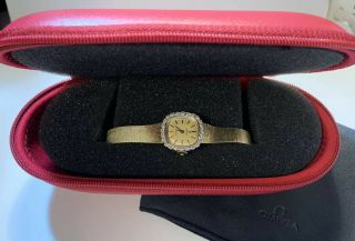 Omega Vintage 14k Yellow Gold Case And Band Diamond Omega Women Ladies Watch